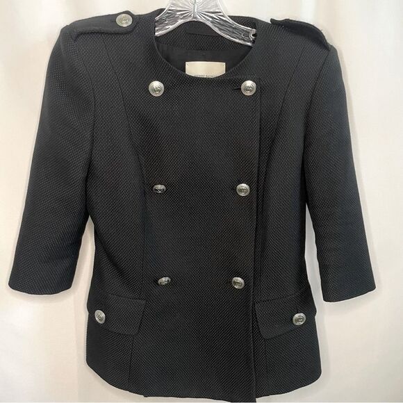 Pierre Balmain Women's Black Double-Breasted Military Blazer Size 38 - Picture 2 of 12
